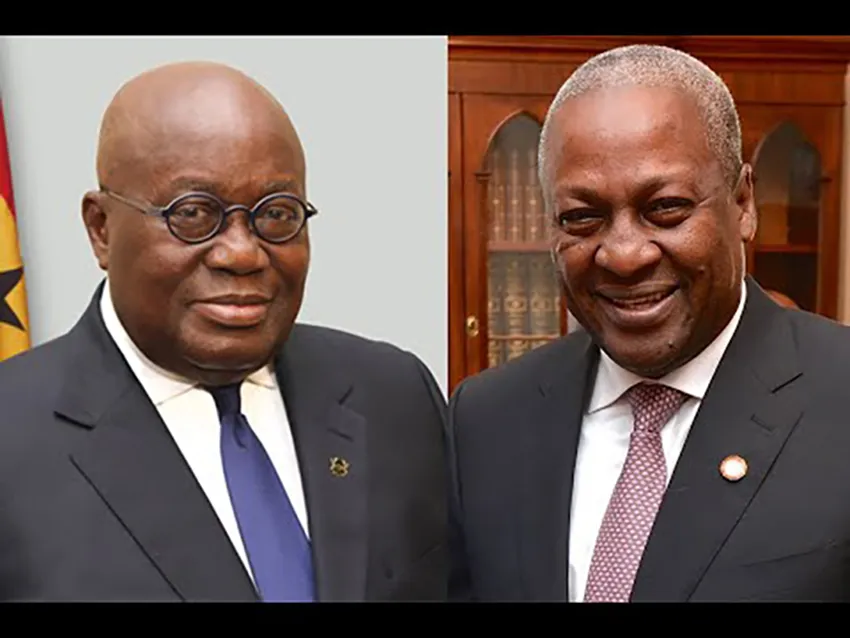 Images shows Ghana's presidential hopefuls - Nana Addo Akufo-Addo (left) and John Dramani Mahama