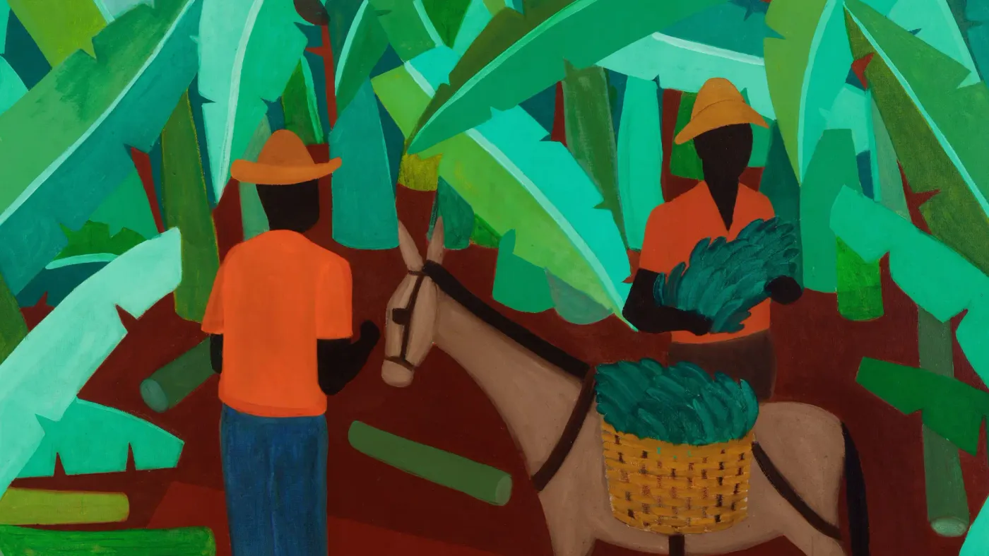 Image shows an example of Brazilian modern art: Djanira - Banana Plantation (detail), 1961