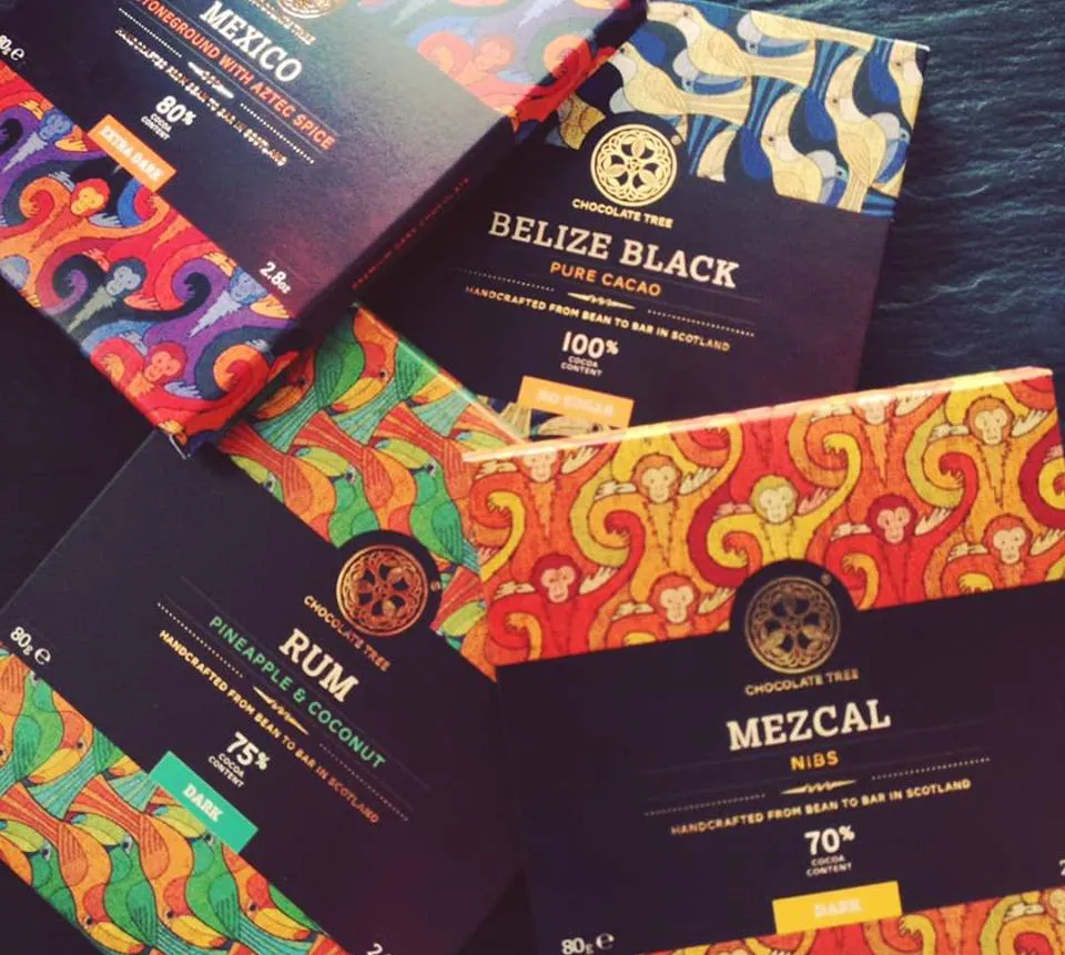 Image shows new flavours  in Chocolate Tree's bean-to-bar chocolate