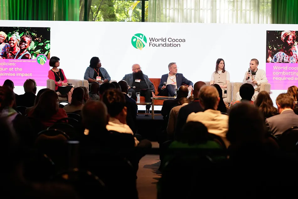 Image shows a panel discussion on child labour at this year's WCF Partnership Meeting