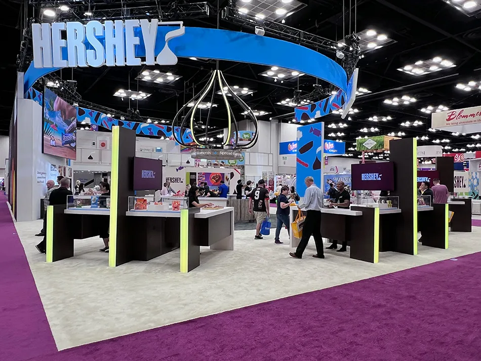 Image shows the Hershey booth at Sweets & Snacks 2024