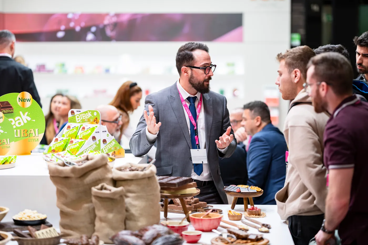 Image shows Dubai chocolate stand at ISM 2024