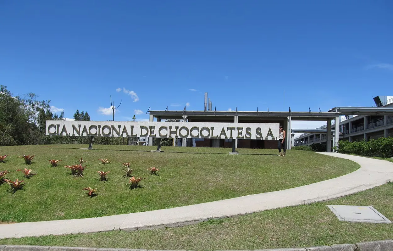 Image shows  Compañía Nacional de Chocolates main factory in Medellin, Colombia