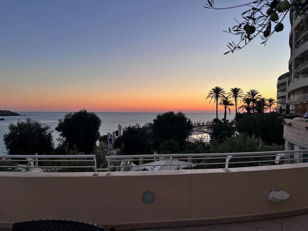 Image shows sunset over Malta