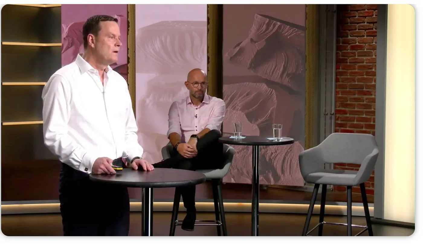 Image shows Barry Callebaut CEO Peter Feld and CFO Peter Vanneste hosting a conference call this morning to discuss the Group's full year results. 