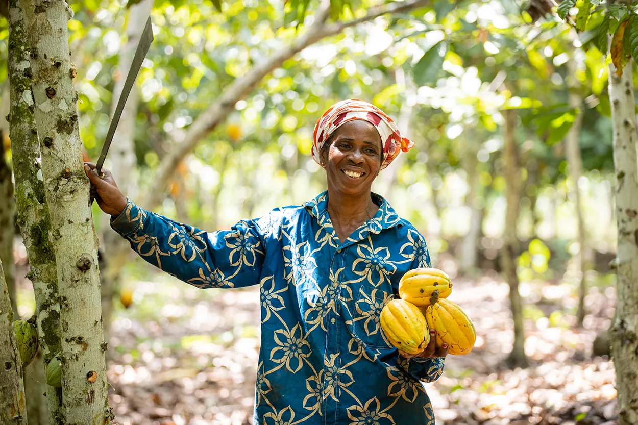 Image shows Suzanne Nemlin Halla, cocoa farmers, from CAKIB cooperative in Cote d'Ivoire.jpg