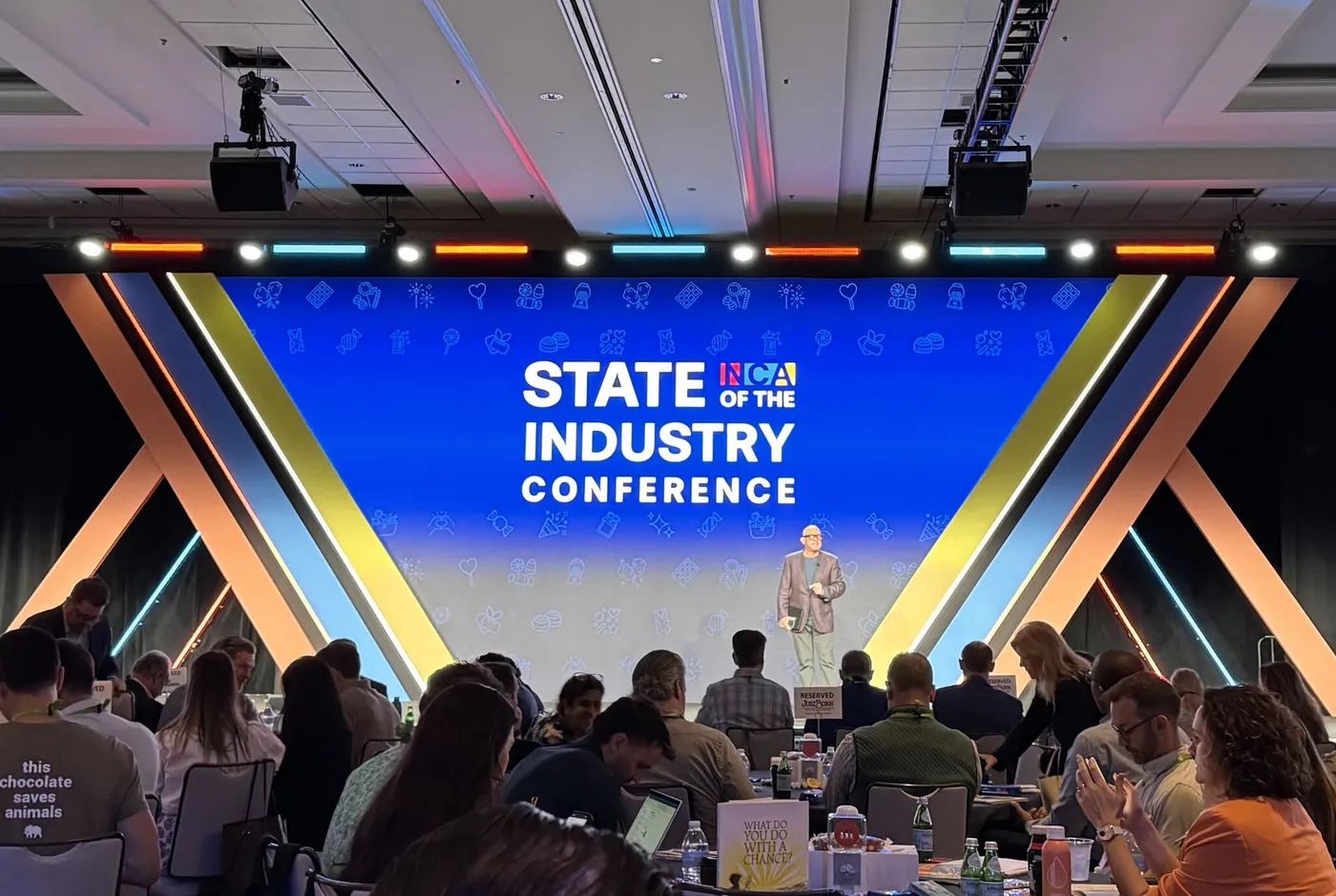 Image shows Mark Jeffries opening the National Confectioners Association's SOTIC.