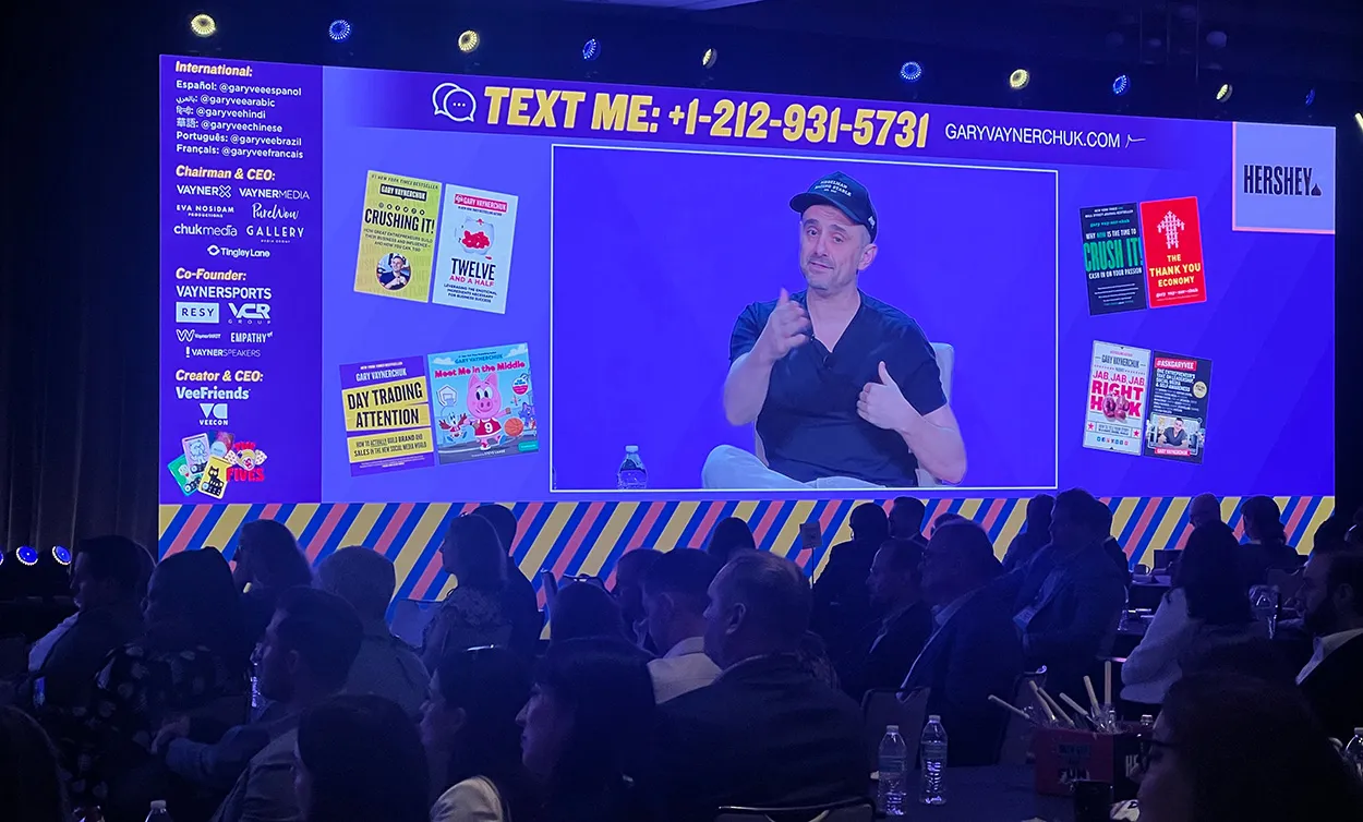 Image shows Gary Vaynerchuk speaking to delegates at SOTIC 26