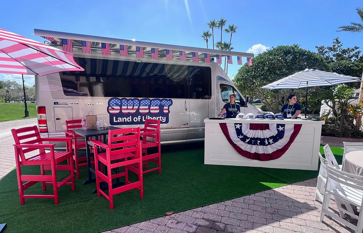 Image shows the NCA merchandise truck at thhis year's SOTIC Conference.